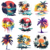 Bügelaufkleber - Strand mit Sonnenuntergang